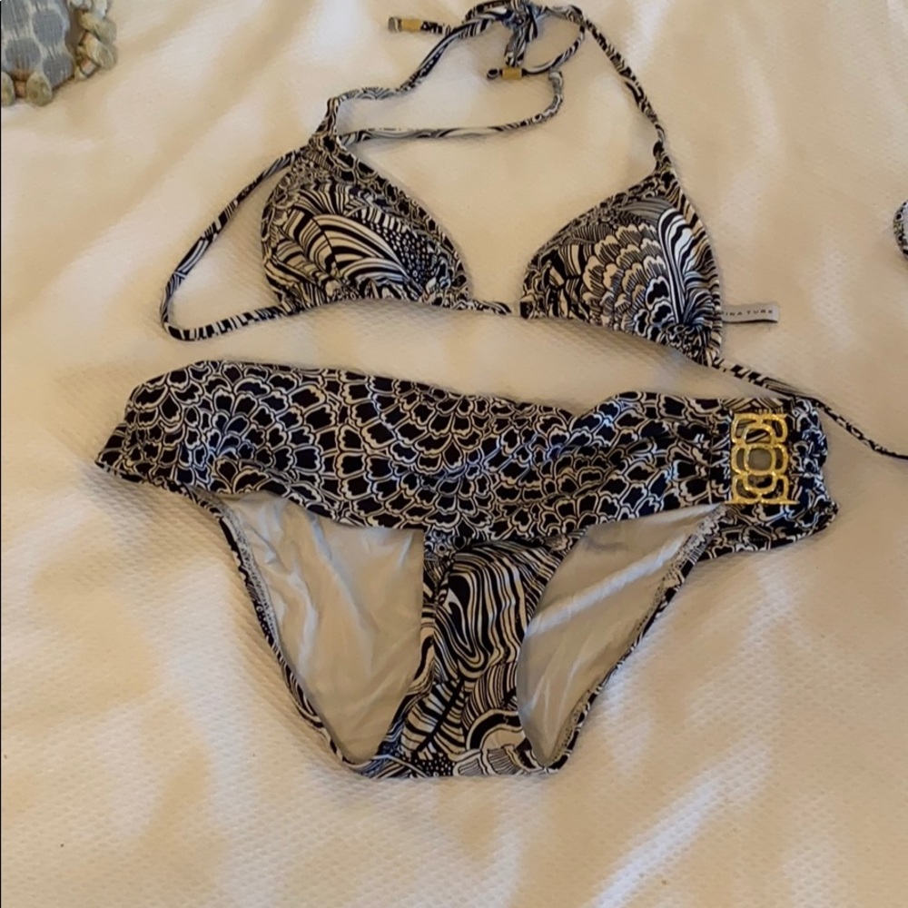 Trina Turk Black and White Printed Bikini Set